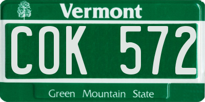 VT license plate COK572