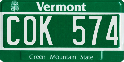 VT license plate COK574