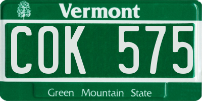 VT license plate COK575