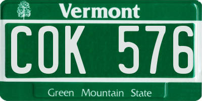 VT license plate COK576