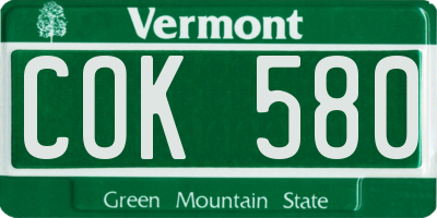 VT license plate COK580