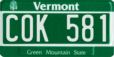 VT license plate COK581