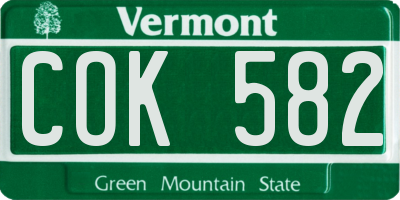 VT license plate COK582