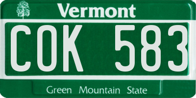 VT license plate COK583