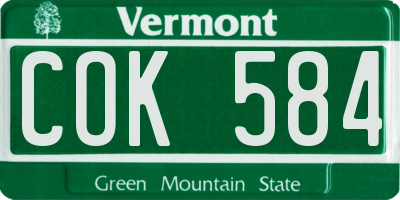 VT license plate COK584