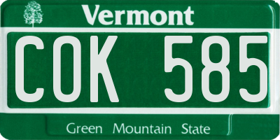 VT license plate COK585