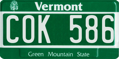 VT license plate COK586