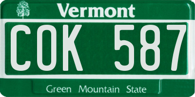 VT license plate COK587