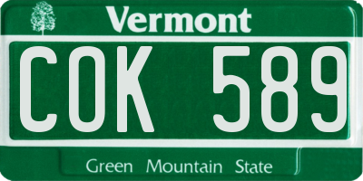 VT license plate COK589