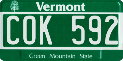 VT license plate COK592