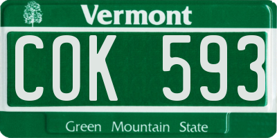 VT license plate COK593