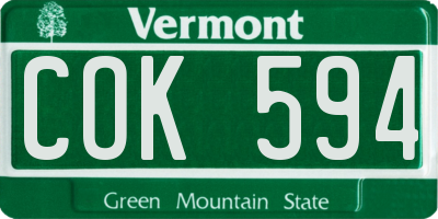 VT license plate COK594