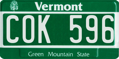 VT license plate COK596