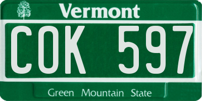 VT license plate COK597