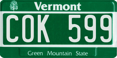 VT license plate COK599