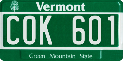 VT license plate COK601