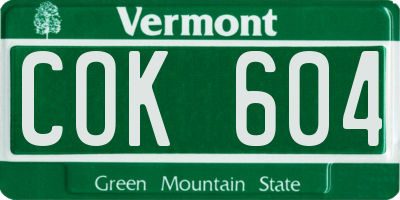 VT license plate COK604