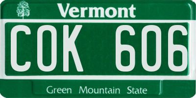 VT license plate COK606