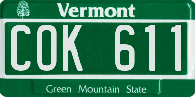 VT license plate COK611