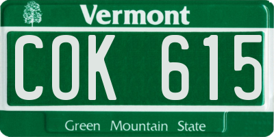 VT license plate COK615