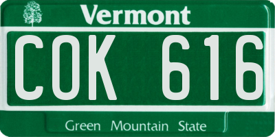 VT license plate COK616