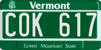 VT license plate COK617