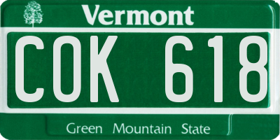 VT license plate COK618