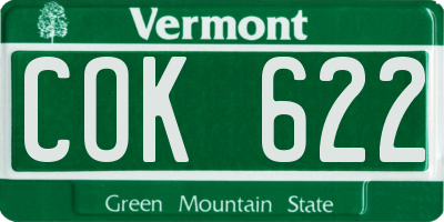 VT license plate COK622
