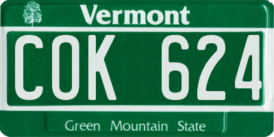 VT license plate COK624