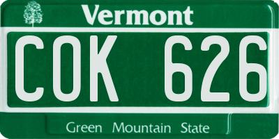 VT license plate COK626