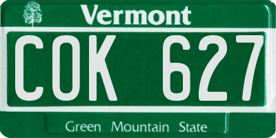 VT license plate COK627