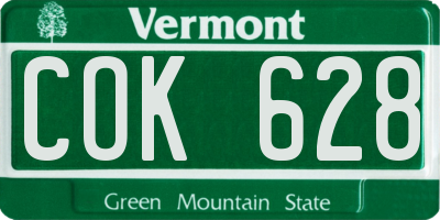 VT license plate COK628
