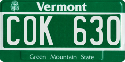 VT license plate COK630