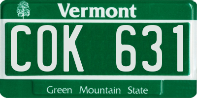 VT license plate COK631