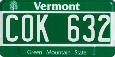 VT license plate COK632