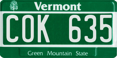 VT license plate COK635