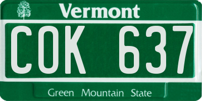 VT license plate COK637