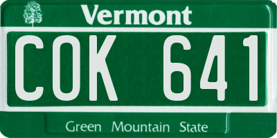 VT license plate COK641