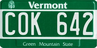 VT license plate COK642