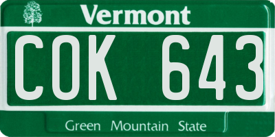 VT license plate COK643