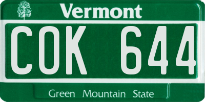 VT license plate COK644