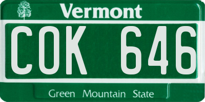 VT license plate COK646