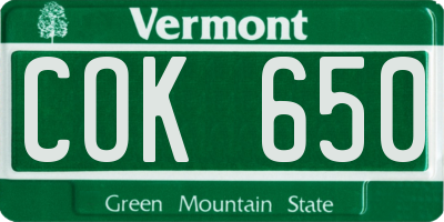VT license plate COK650