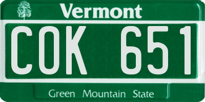 VT license plate COK651