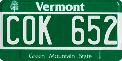 VT license plate COK652