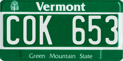 VT license plate COK653