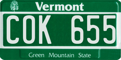 VT license plate COK655