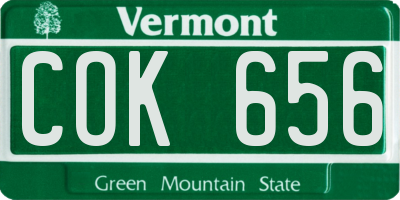 VT license plate COK656