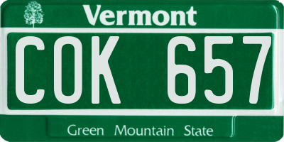 VT license plate COK657