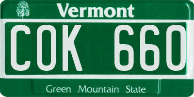 VT license plate COK660